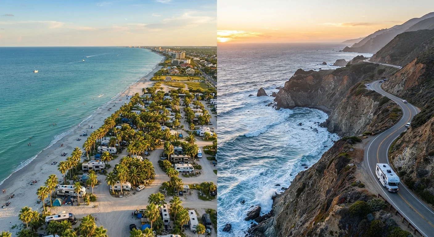 Coastal RV Camping on the Gulf Coast vs. the Pacific Coast